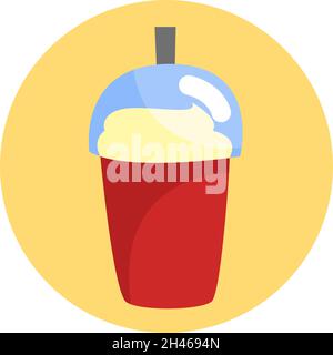 Red juice in cup to go, illustration, vector, on a white background. Stock Vector