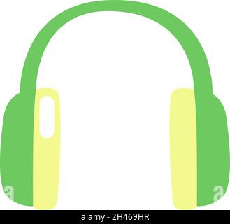 Green headphones, illustration, vector, on a white background. Stock Vector