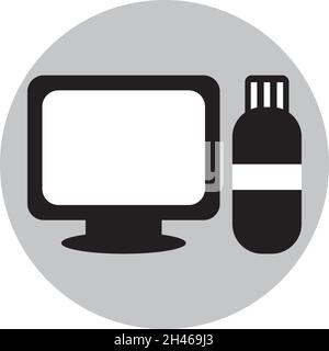 Computer plug in, illustration, vector, on a white background. Stock Vector