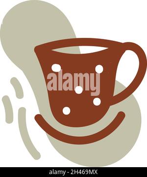 Small red cup with white dots, illustration, vector, on a white background. Stock Vector