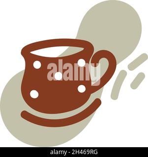 Brown tea mug with white dots, illustration, vector, on a white background. Stock Vector