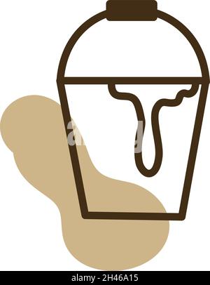 Bucket with concrete, illustration, vector, on a white background. Stock Vector