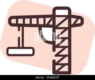 Tower cran, illustration, vector, on a white background. Stock Vector