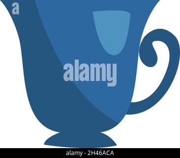 Fancy dark blue mug, illustration, vector, on a white background. Stock Vector