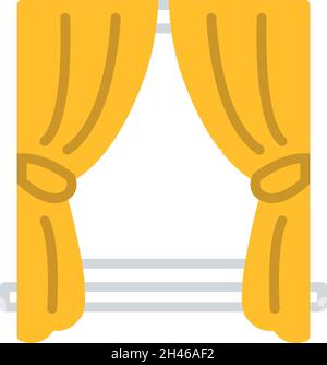 Two fancy yellow curtains, illustration, vector, on a white background. Stock Vector