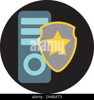Computer shield, illustration, vector, on a white background. Stock Vector