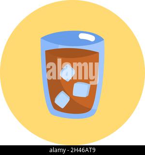 Iced coffee in glass cup, illustration, vector, on a white background. Stock Vector