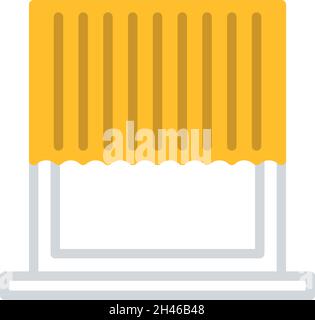 Silky yellow curtain, illustration, vector, on a white background. Stock Vector