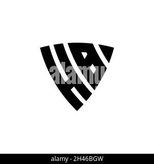 HR Monogram logo letter with Star geometric shape style design isolated on black background. Star polygonal, shield star geometric. Stock Vector