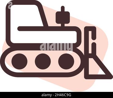 Pink booldozer, illustration, vector, on a white background. Stock Vector