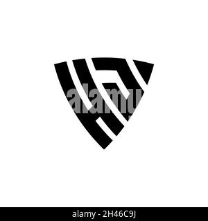JB Monogram logo letter with Star geometric shape style design isolated on black background. Star polygonal, shield star geometric. Stock Vector