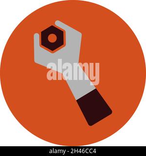Wrench and screw, illustration, vector, on a white background. Stock Vector