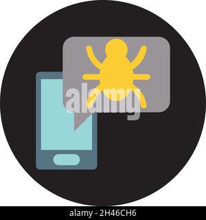 Phone message bug, illustration, vector, on a white background. Stock Vector
