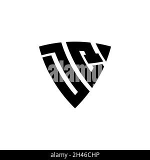 DQ Monogram logo letter with triangle shield shape style design isolated on white background. Triangle monogram logo, shield monogram logo, triangle s Stock Vector