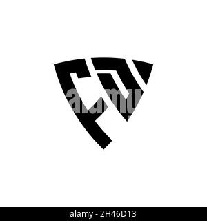 FD Monogram logo letter with triangle shield shape style design isolated on white background. Triangle monogram logo, shield monogram logo, triangle s Stock Vector