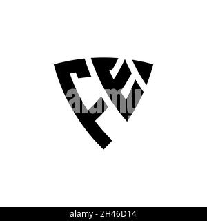 FE Monogram logo letter with triangle shield shape style design isolated on white background. Triangle monogram logo, shield monogram logo, triangle s Stock Vector