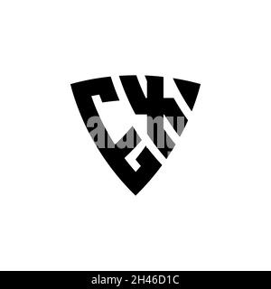 EX Monogram logo letter with triangle shield shape style design isolated on white background. Triangle monogram logo, shield monogram logo, triangle s Stock Vector