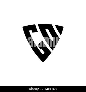 GO Monogram logo letter with triangle shield shape style design isolated on white background. Triangle monogram logo, shield monogram logo, triangle s Stock Vector