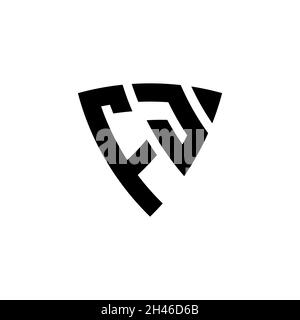 FJ Monogram logo letter with triangle shield shape style design isolated on white background. Triangle monogram logo, shield monogram logo, triangle s Stock Vector