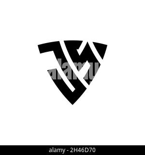 JS Monogram logo letter with triangle shield shape style design isolated on white background. Triangle monogram logo, shield monogram logo, triangle s Stock Vector