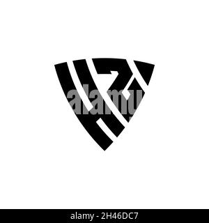 HZ Monogram logo letter with triangle shield shape style design isolated on white background. Triangle monogram logo, shield monogram logo, triangle s Stock Vector