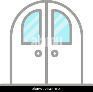 Modern double doors, illustration, vector, on a white background. Stock Vector