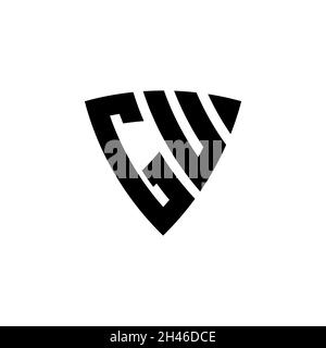 GU Monogram logo letter with triangle shield shape style design isolated on white background. Triangle monogram logo, shield monogram logo, triangle s Stock Vector