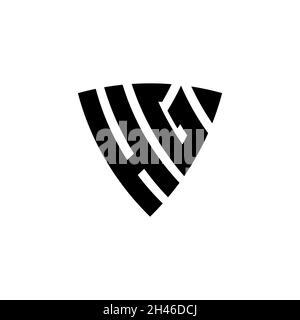 HG Monogram logo letter with triangle shield shape style design isolated on white background. Triangle monogram logo, shield monogram logo, triangle s Stock Vector