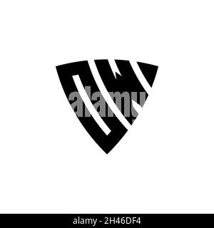 OW Monogram logo letter with triangle shield shape style design isolated on white background. Triangle monogram logo, shield monogram logo, triangle s Stock Vector
