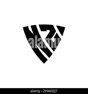 NZ Monogram logo letter with triangle shield shape style design isolated on white background. Triangle monogram logo, shield monogram logo, triangle s Stock Vector
