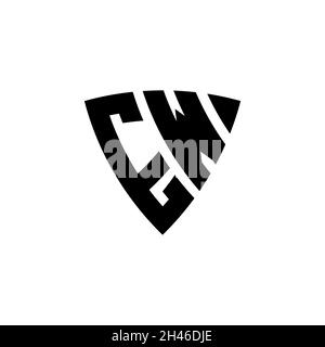 EW Monogram logo letter with triangle shield shape style design isolated on white background. Triangle monogram logo, shield monogram logo, triangle s Stock Vector