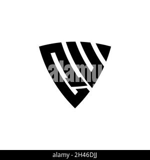 QU Monogram logo letter with triangle shield shape style design isolated on white background. Triangle monogram logo, shield monogram logo, triangle s Stock Vector