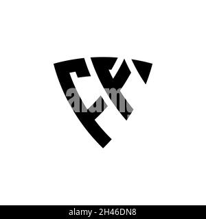 FF Monogram logo letter with triangle shield shape style design isolated on white background. Triangle monogram logo, shield monogram logo, triangle s Stock Vector