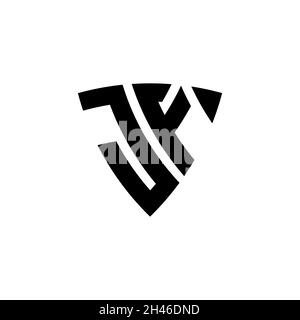 JF Monogram logo letter with triangle shield shape style design isolated on white background. Triangle monogram logo, shield monogram logo, triangle s Stock Vector