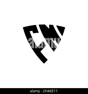 FM Monogram logo letter with triangle shield shape style design isolated on white background. Triangle monogram logo, shield monogram logo, triangle s Stock Vector