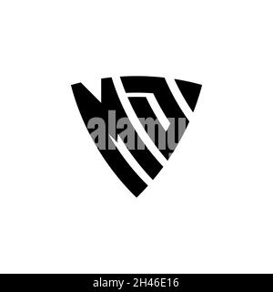 MD Monogram logo letter with triangle shield shape style design isolated on white background. Triangle monogram logo, shield monogram logo, triangle s Stock Vector