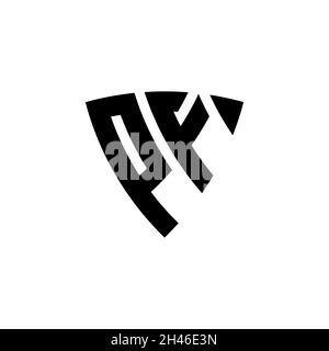 PF Monogram logo letter with triangle shield shape style design isolated on white background. Triangle monogram logo, shield monogram logo, triangle s Stock Vector