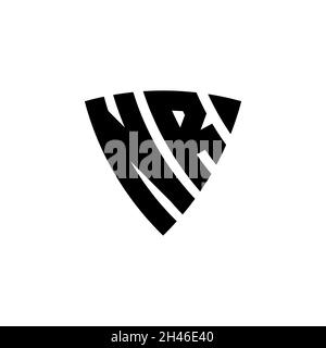 NR Monogram logo letter with triangle shield shape style design isolated on white background. Triangle monogram logo, shield monogram logo, triangle s Stock Vector