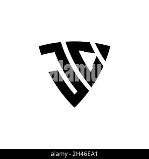 JC Monogram logo letter with triangle shield shape style design isolated on white background. Triangle monogram logo, shield monogram logo, triangle s Stock Vector