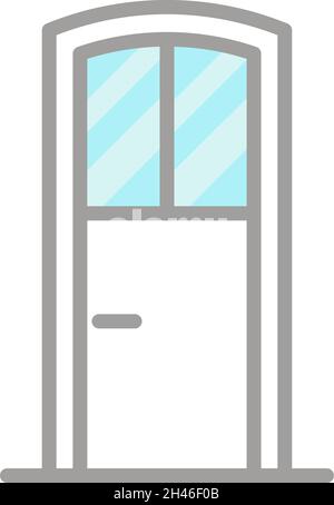 Decorative white door, illustration, vector, on a white background. Stock Vector