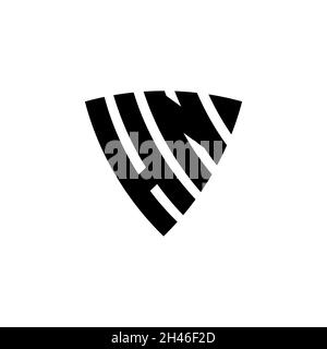 HN Monogram logo letter with triangle shield shape style design isolated on white background. Triangle monogram logo, shield monogram logo, triangle s Stock Vector