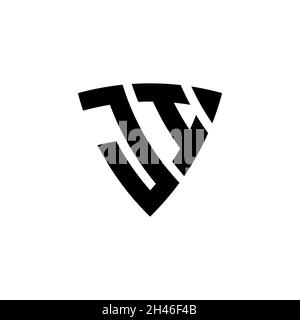 JI Monogram logo letter with triangle shield shape style design isolated on white background. Triangle monogram logo, shield monogram logo, triangle s Stock Vector