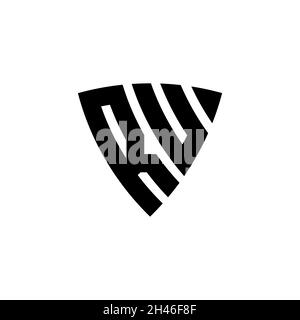 RU Monogram logo letter with triangle shield shape style design isolated on white background. Triangle monogram logo, shield monogram logo, triangle s Stock Vector