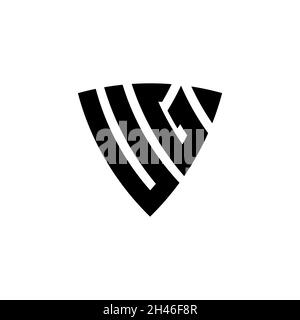 UG Monogram logo letter with triangle shield shape style design isolated on white background. Triangle monogram logo, shield monogram logo, triangle s Stock Vector
