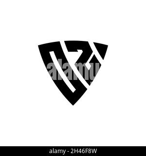 OZ Monogram logo letter with triangle shield shape style design isolated on white background. Triangle monogram logo, shield monogram logo, triangle s Stock Vector