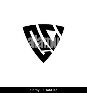 QC Monogram logo letter with triangle shield shape style design isolated on white background. Triangle monogram logo, shield monogram logo, triangle s Stock Vector