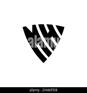 MH Monogram logo letter with triangle shield shape style design isolated on white background. Triangle monogram logo, shield monogram logo, triangle s Stock Vector
