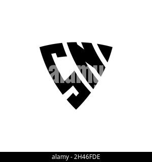 SN Monogram logo letter with triangle shield shape style design isolated on white background. Triangle monogram logo, shield monogram logo, triangle s Stock Vector