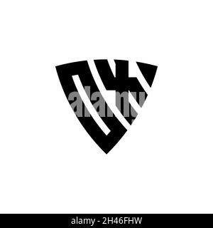 OX Monogram logo letter with triangle shield shape style design isolated on white background. Triangle monogram logo, shield monogram logo, triangle s Stock Vector