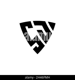 SJ Monogram logo letter with triangle shield shape style design isolated on white background. Triangle monogram logo, shield monogram logo, triangle s Stock Vector